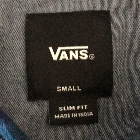 VANS blue check slim fit button front shirt small - Picture 5 of 7